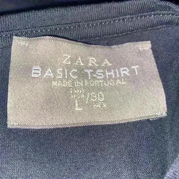 Zara Basic T-Shirt Black size L - Picture 3 of 4